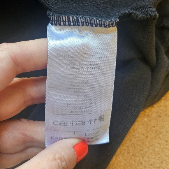 Carhartt Mens L Pocket T Shirt Black Original Fit Workwear Worn Distressed Holes - Picture 10 of 12